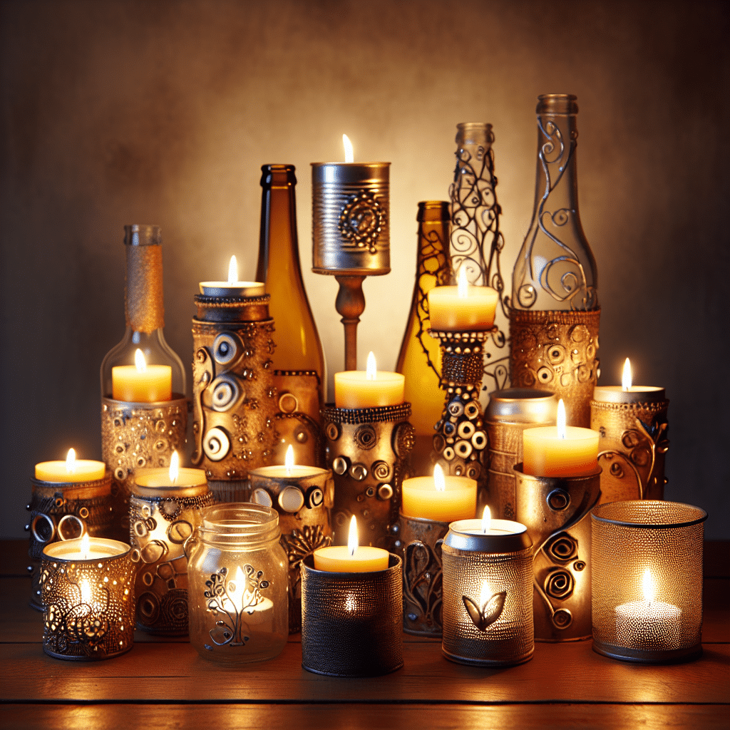 creative candle holders using upcycled items